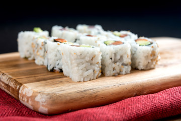 Japanese food Sushi Roll Maki of Salmon and avocado