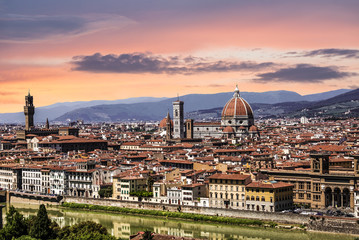 Fototapeta na wymiar Panorama of Florence at sunset, Italy