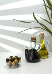 olive oil with olives a natural product healthy food. 