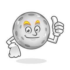 Smile thumb up moon mascot, moon character, moon cartoon vector 