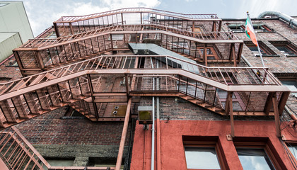 Fototapeta premium Red Metal Fire Escapes