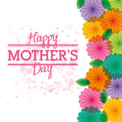 happy mothers day card with flowers heart background vector illustration eps 10