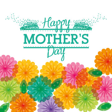 happy mothers day greeting flower transparent colored vector illustration eps 10