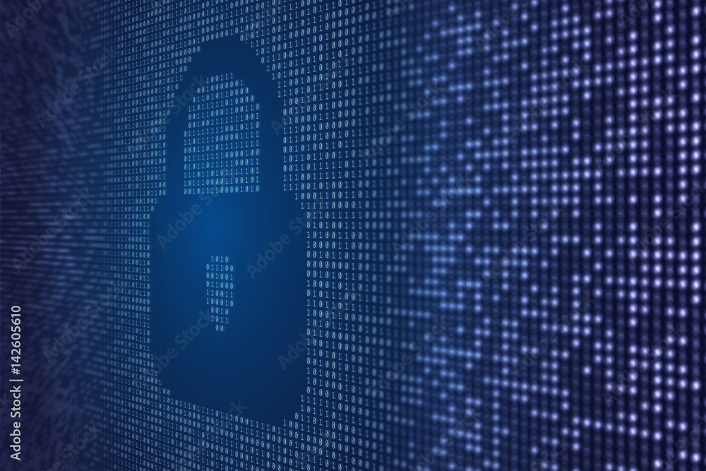 Poster Binary data code background with lock icon