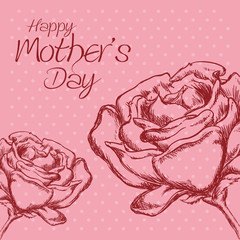 happy mothers day flower roses polka dot vector illustration eps 10