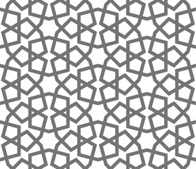Islamic seamless vector pattern. Geometric ornaments based on traditional arabic art. Oriental muslim mosaic. Turkish, Arabian, Moroccan design on a white background. Mosque decoration element.