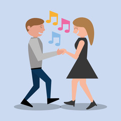 couple dancing together leisure vector illustration eps 10