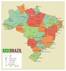 Brazil political map with selectable territories. Vector