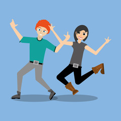 Fototapeta na wymiar couple dancing together vector illustration eps 10