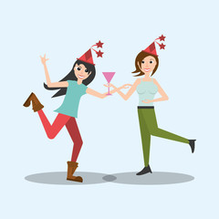 happy women dancing style vector illustration eps 10