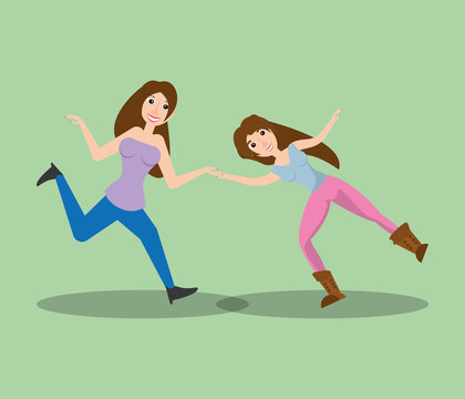 happy women dancing style vector illustration eps 10