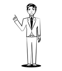 business man comic outline vector illustration eps 10