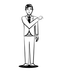 business man comic outline vector illustration eps 10