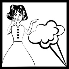 woman comic outline vector illustration eps 10