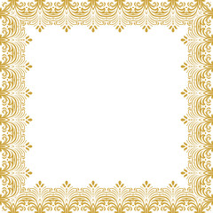 Classic golden square frame with arabesques and orient elements. Abstract fine ornament with place for text