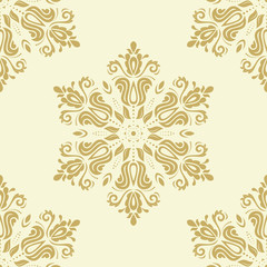 Seamless baroque golden pattern. Traditional classic orient ornament