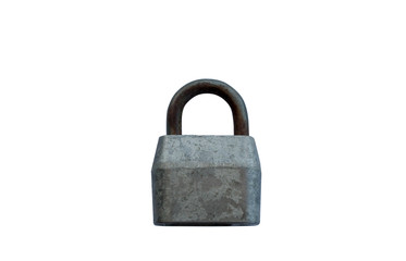 Naklejka premium The old big padlock isolated on white background.