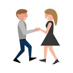 fun couple happy dance vector illustration eps 10