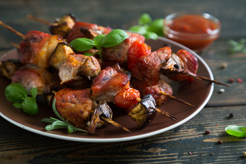 Kebab with meat and vegetables