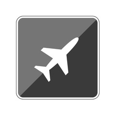 App Button schwarz reflektierend - Flugzeug Reise