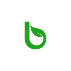 B logo icon for plant and leaf