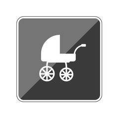 Fototapeta na wymiar App Button schwarz reflektierend - Kinderwagen nostalgisch