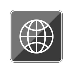 App Button schwarz reflektierend - Globus Drahtmodell