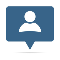 Blaue Sprechblase mit Person Icon - Soziales Netzwerk