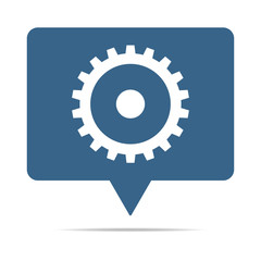 Blaue Sprechblase mit Zahnrad - Einstellung