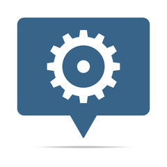 Blaue Sprechblase mit Zahnrad - Einstellungen - Optionen - Piktogramm