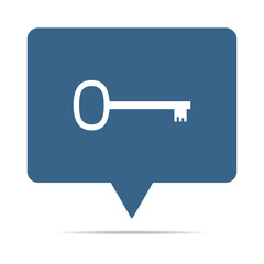 Blaue Sprechblase mit Schlüssel - Sicherheit