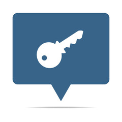 Blaue Sprechblase mit modernem Schlüssel - Passwortschutz