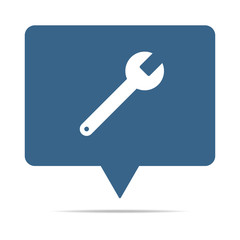 Blaue Sprechblase mit Schraubenschlüssel - Einstellungen