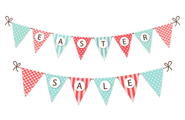 Cute festive vintage Easter bunting flags for your decoration