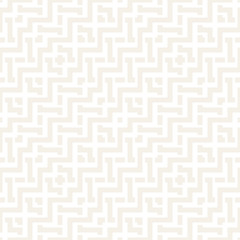 Interlacing Lines Subtle Lattice. Ethnic Monochrome Texture. Vector Seamless Black and White Pattern.