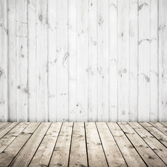 White wall and wooden floor, abstract interior
