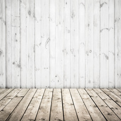 White wall and wooden floor, abstract interior