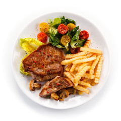 Roast steak with french fries