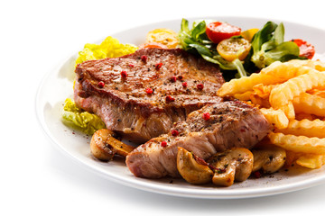 Roast steak with french fries