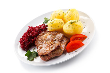 Roast steak with potatoes