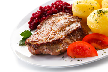 Roast steak with potatoes