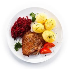 Roast steak with potatoes