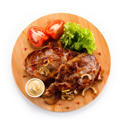 Roast steak on cutting board