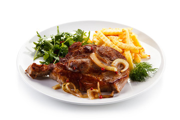 Roast steak with french fries