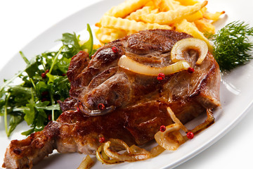 Roast steak with french fries
