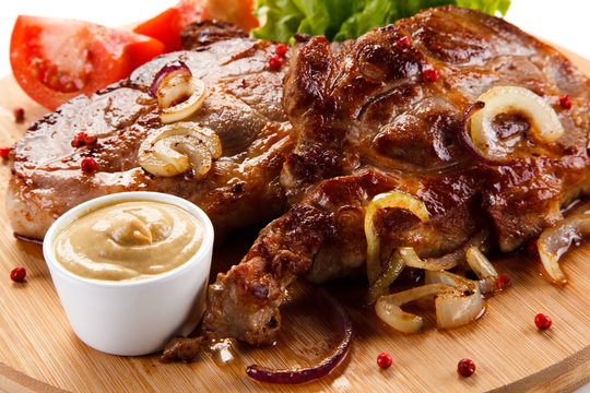 Roast steak on cutting board