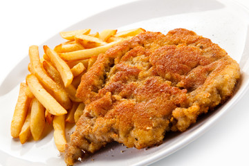 Fried pork chop with french fries