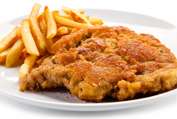 Fried pork chop with french fries
