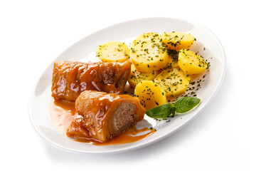 Wrapped minced meat with tomato sauce - polish dish gołąbki
