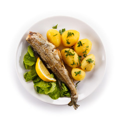 Fish dish - fried fish with potatoes